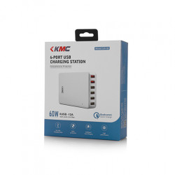 KMC Qualcomm 60W 6-USB Port-12A Charging Station